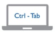 Laptop symbol with the word Tab showing on the screen